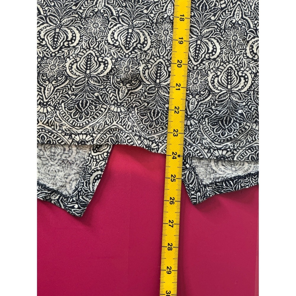 RACHEL ZOE Linen Paisley Cap Sleeve Top XXL Coastal Flowy Boho Everyday Casual - Picture 5 of 7